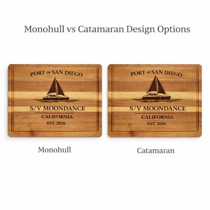 San Diego Sailboat Cutting Board – Personalized Nautical Gift, Custom Boat Name & Home Port, Engraved Coastal Kitchen Décor Gift
