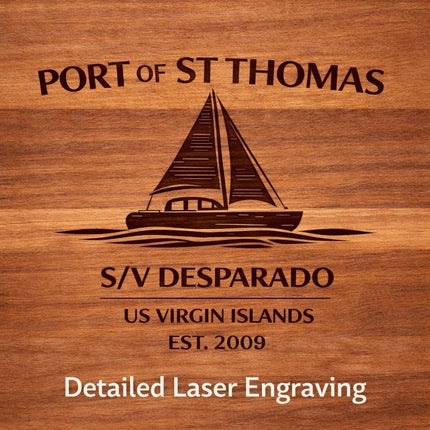 San Diego Sailboat Cutting Board – Personalized Nautical Gift, Custom Boat Name & Home Port, Engraved Coastal Kitchen Décor Gift