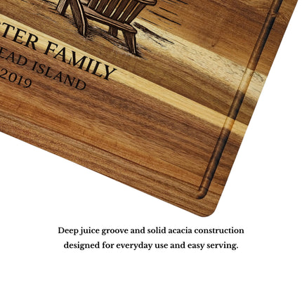 Acacia wood cutting board with juice groove reversible design and deep laser engraving features