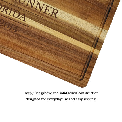 Key Largo Florida Keys cutting board juice groove and craftsmanship showing solid acacia wood quality and durability