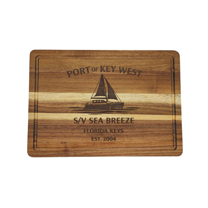 Key West Sailboat Cutting Board – Personalized Nautical Kitchen Gift