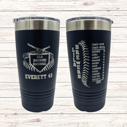 Personalized Baseball Softball Team Tumbler: Coach & Player Gift