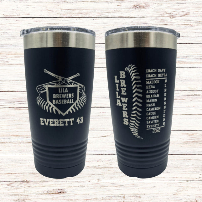 Personalized Baseball Softball Team Tumbler: Coach & Player Gift