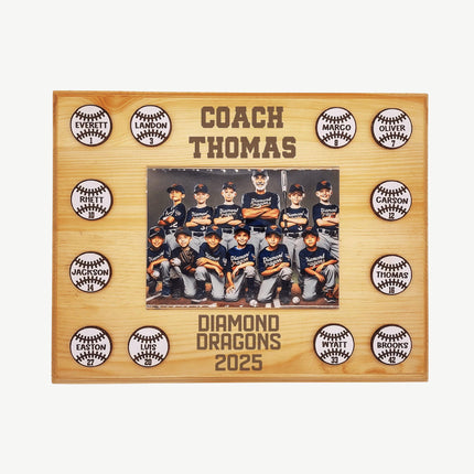 Personalized Baseball Coach Plaque: Team Photo Keepsake, End of Season Gift