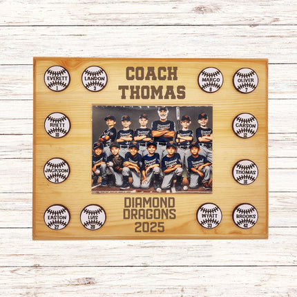 Personalized Baseball Coach Plaque: Team Photo Keepsake, End of Season Gift