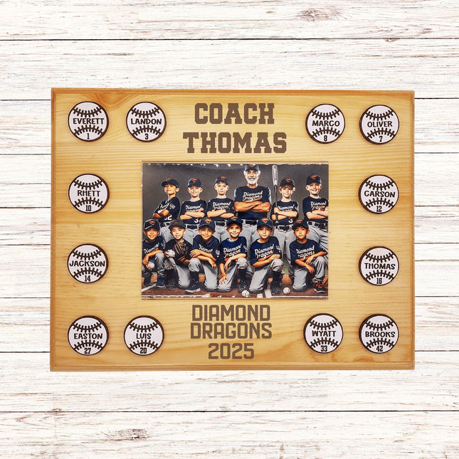 Personalized Baseball Coach Plaque: Team Photo Keepsake, End of Season Gift
