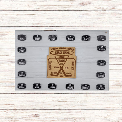 Hockey Coach Personalized Award | Custom Team Thank You Wood Plaque
