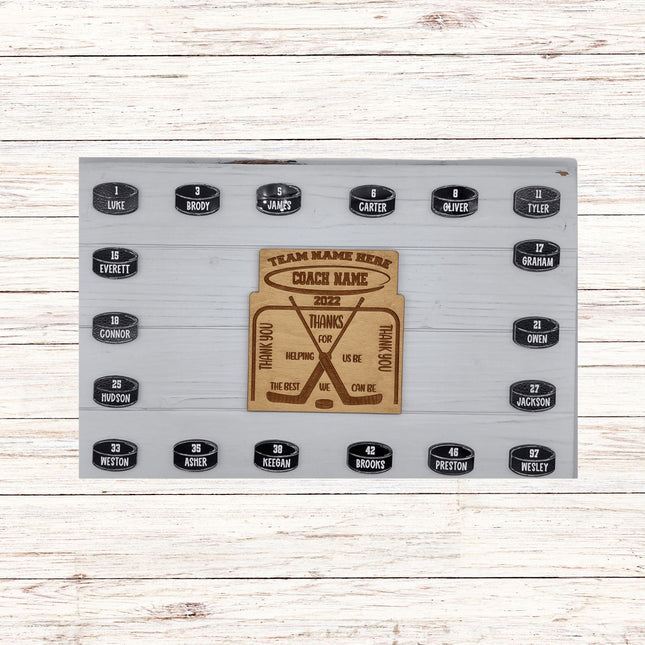 Hockey Coach Personalized Award | Custom Team Thank You Wood Plaque