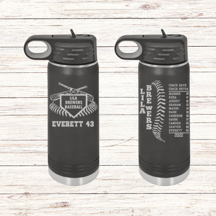 Baseball Softball Water Bottles | Custom Team Water Bottle | Personalized Softball Baseball Gift | End of Season Gift | Coach Thank You Gift