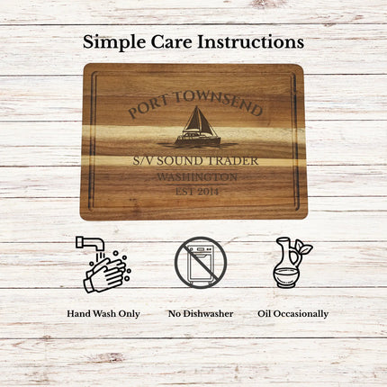 Port Townsend Washington Sailboat Cutting Board Personalized Nautical Gift