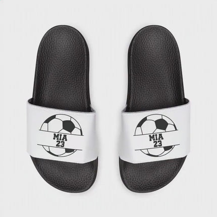 Personalized Soccer Slides: Custom Name & Number Sandals