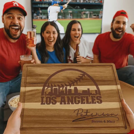 Personalized Los Angeles Baseball Cutting Board: Engraved Acacia Wood
