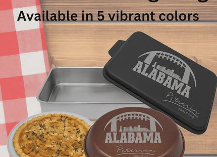 Personalized Alabama Football Baking Pan: Engraved Cake Pan with Lid