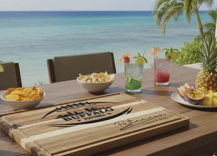 Buffalo Football Cutting Board Gift Set – Personalized Acacia Board with Optional Towel, Cheese Spreaders & Gift Wrap