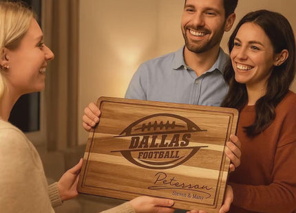 Personalized Dallas Football Cutting Board: Acacia Wood Sports Fan Gift