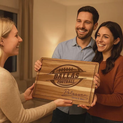 Personalized Dallas Football Cutting Board: Acacia Wood Sports Fan Gift