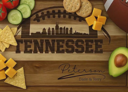 Personalized Tennessee Football Cutting Board: Engraved Acacia Wood Sports Gift
