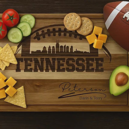 Personalized Tennessee Football Cutting Board: Engraved Acacia Wood Sports Gift