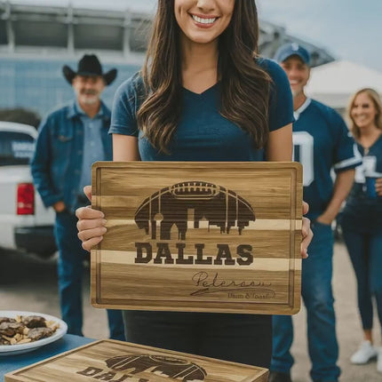 Personalized Dallas Football Fan Acacia Wood Cutting Board