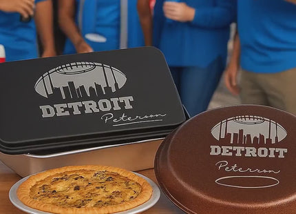 Personalized Detroit Football Cake Pan & Pie Tin – Custom Powder-Coated Aluminum Baking Gift for Fans