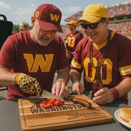 Personalized Washington Football Fan Cutting Board: Acacia Wood Charcuterie Board