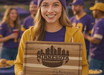 Personalized Minnesota Football Fan Acacia Wood Cutting Board
