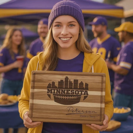 Personalized Minnesota Football Fan Acacia Wood Cutting Board