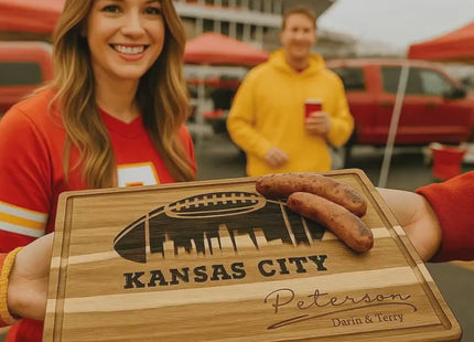 Personalized Kansas City Football Acacia Wood Cutting Board