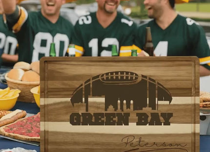 Personalized Green Bay Football Fan Acacia Wood Cutting Board