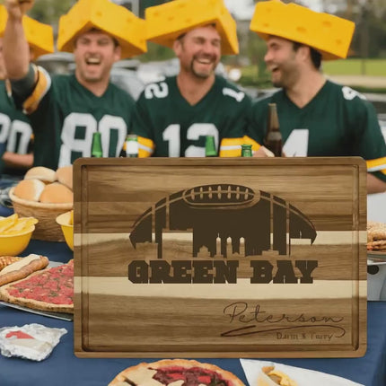 Personalized Green Bay Football Fan Acacia Wood Cutting Board