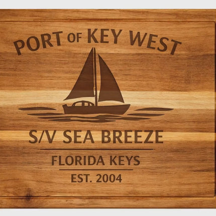 Personalized Sailboat Cutting Board Custom Engraved Nautical Gift with Boat Name, Home Port, Wedding Anniversary Retirement Gift for Sailors