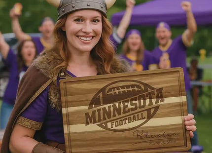 Personalized Minnesota Football Cutting Board: Acacia Wood Sports Fan Gift