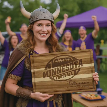 Personalized Minnesota Football Cutting Board: Acacia Wood Sports Fan Gift