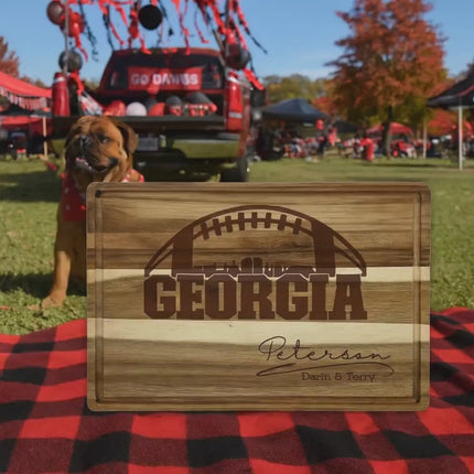 Personalized Georgia Football Cutting Board: Engraved Acacia Wood Serving Tray