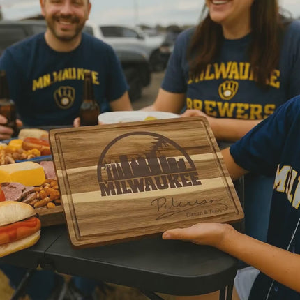 Personalized Milwaukee Baseball Cutting Board: Engraved Acacia Wood Gift