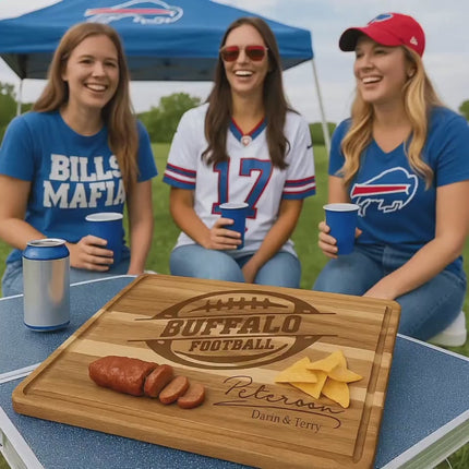 Personalized Buffalo Football Cutting Board: Acacia Wood Sports Fan Gift