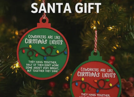 Funny Coworker Christmas Ornament: Hand-Painted Lights, Engraved Message