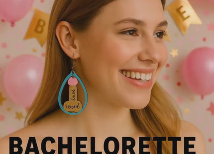 Bride Squad Earrings: Hand-Painted Baltic Birch Bachelorette Party Jewelry