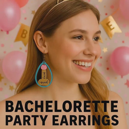 Bride Squad Earrings: Hand-Painted Baltic Birch Bachelorette Party Jewelry