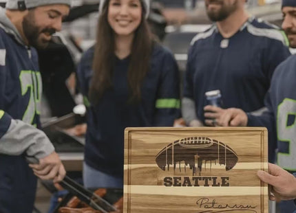 Personalized Seattle Football Fan Acacia Wood Cutting Board