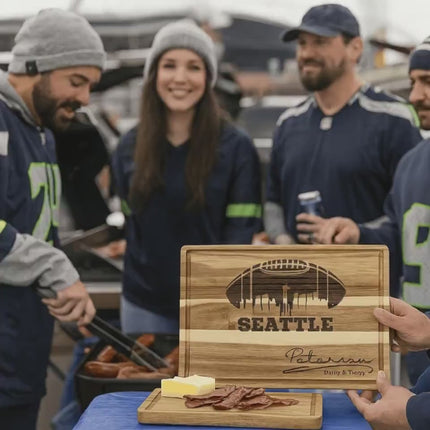 Personalized Seattle Football Fan Acacia Wood Cutting Board