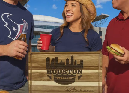 Personalized Houston Football Fan Acacia Wood Cutting Board
