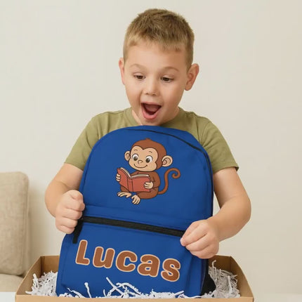 Personalized Monkey Backpack: Custom Name School Bag, USA Made