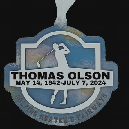 Personalized Golf Memorial Ornament: Hand-Painted Sympathy Keepsake
