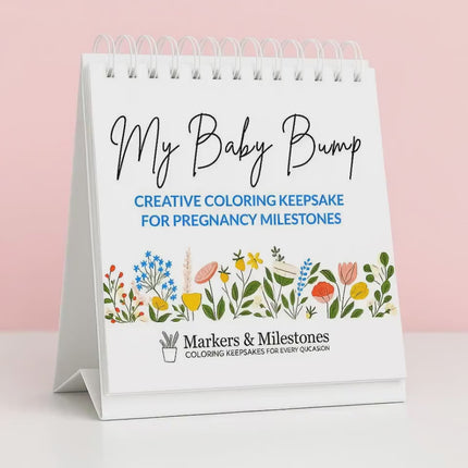 Baby Bump Pregnancy Flip Book | 8.25” Easel Display Keepsake | 62-Page Expecting Mom Gift | Weekly Milestone Journal | Baby Shower Gift