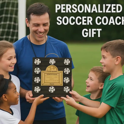 Personalized Soccer Coach Plaque: Custom Engraved Wooden Team Award