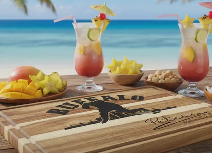 Buffalo Acacia Cutting Board Personalized for Hockey Fans with Gift Set Option