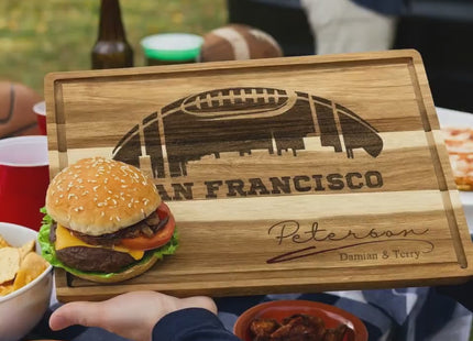 Personalized San Francisco Football Acacia Cutting Board: Game Day Serving Tray