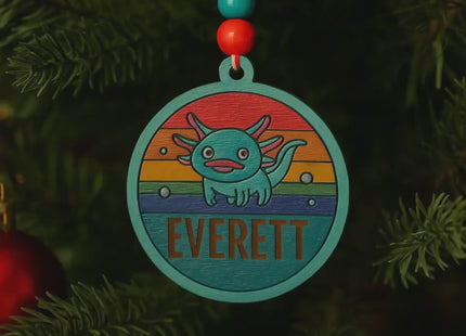Personalized Axolotl Ornament: Hand-Painted Christmas Tree Decoration