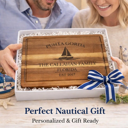 personalized punta gorda sailboat cutting board gift ready nautical themed packaging coastal gift idea